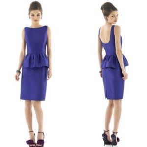 NWT ALFRED SUNG Blue Purple Peplum Dress Size 10